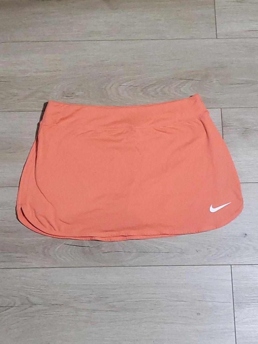 Nike Coral-Orange Athletic Skort with White Swoosh